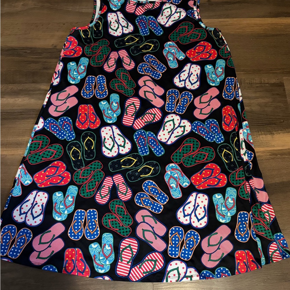 Womens Colorful Flip-Flop Print Dress Size Medium